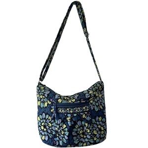 Vera Bradley Indigo Pop Blue Floral Shoulder Bag Crossbody Quilted Purse